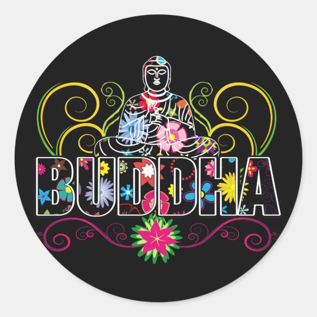 Buddha in Flowers Classic Round Sticker (Front)