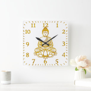 Buddha in Lotus Pose,  Square Wall Clock