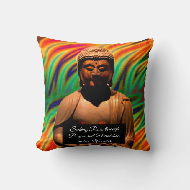Buddha in Meditation Throw Pillow (Front)