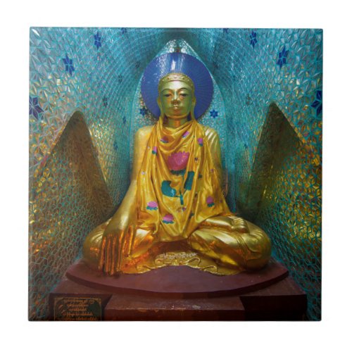 Buddha In Ornate Alcove Ceramic Tile