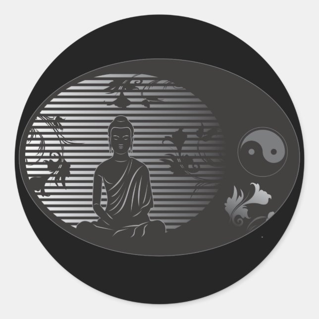 Buddha in Oval Classic Round Sticker (Front)