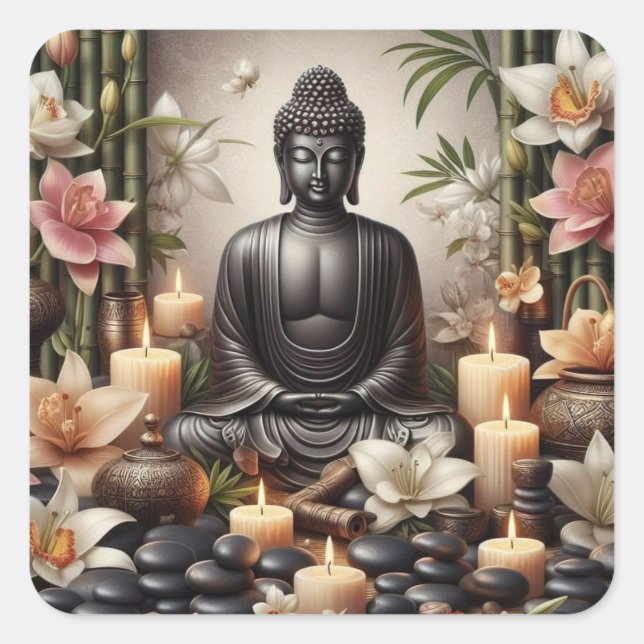 Buddha in Prayer Meditation Stickers (Front)
