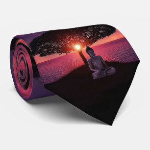 Buddha in the Red Evening Sky Neck Tie