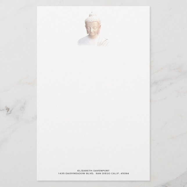 Buddha In White | Serene Meditative And Calm Stationery (Front)