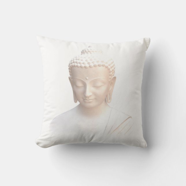 Buddha In White | Serene Meditative And Calm Throw Pillow (Front)