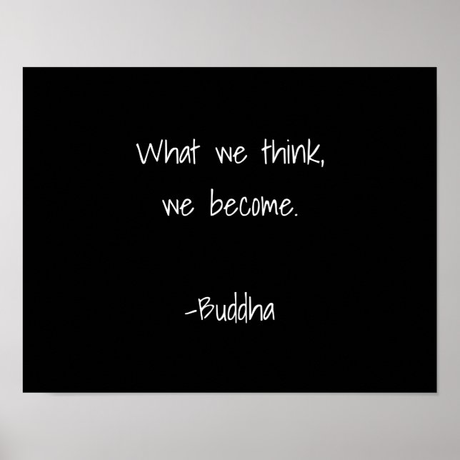 Buddha Inspirational Quote White Typography Black Poster (Front)