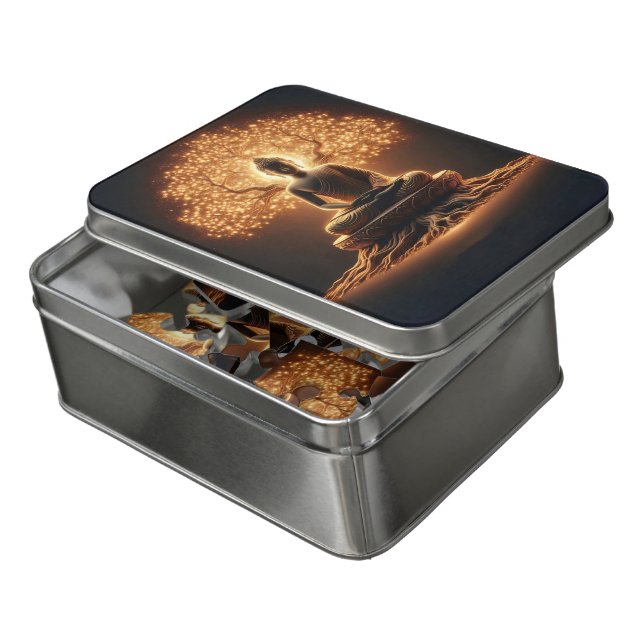 Buddha lights the sacred tree at dusk jigsaw puzzle (Lid Open)