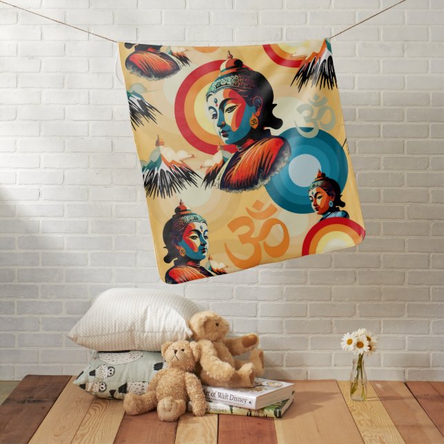 Buddha Lord Retro Pop Art Portrait Baby Blanket (In Situ)
