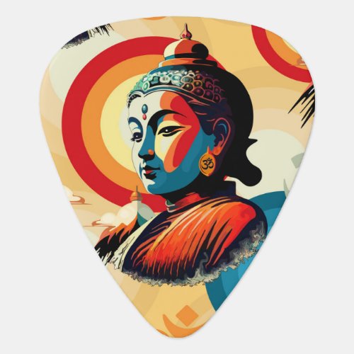 Buddha Lord Retro Pop Art Portrait Guitar Pick