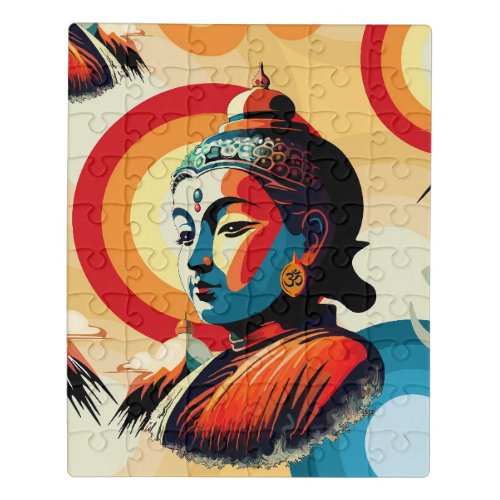 Buddha Lord Retro Pop Art Portrait Jigsaw Puzzle