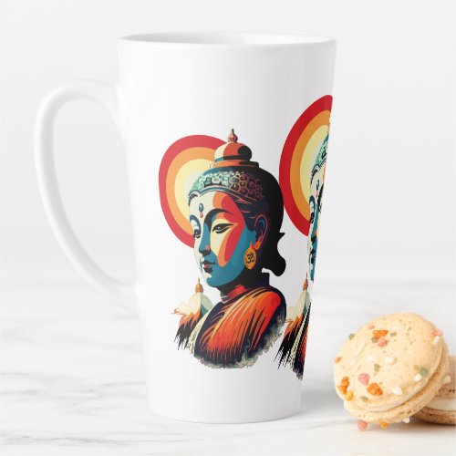 Buddha Lord Retro Pop Art Portrait Latte Mug