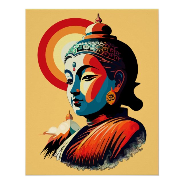 Buddha Lord Retro Pop Art Portrait Poster (Front)