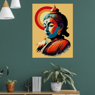 Buddha Lord Retro Pop Art Portrait Poster