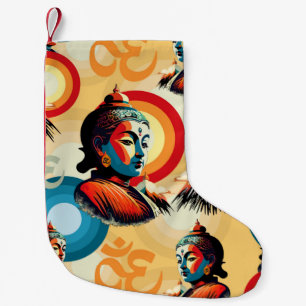 Buddha Lord Retro Pop Art Portrait Small Christmas Stocking