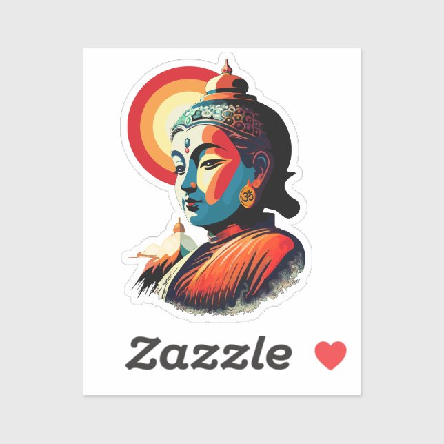 Buddha Lord Retro Pop Art Portrait Sticker (Sheet)