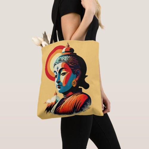 Buddha Lord Retro Pop Art Seamless Pattern Tote Bag