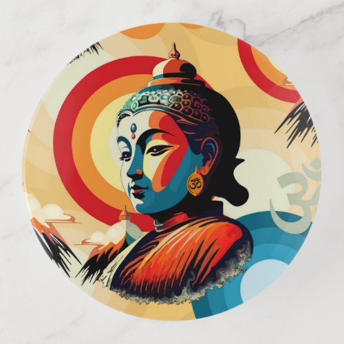 Buddha Lord Retro Pop Art Seamless Pattern Trinket Tray