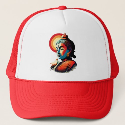 Buddha Lord Retro Pop Art Seamless Pattern Trucker Hat