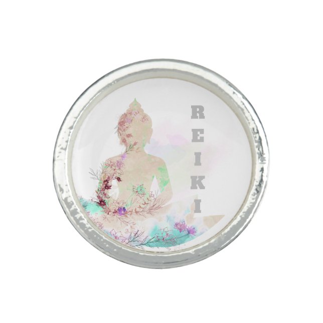 *~* Buddha lotus Botanical Floral AP33 Reiki Ring (Front)