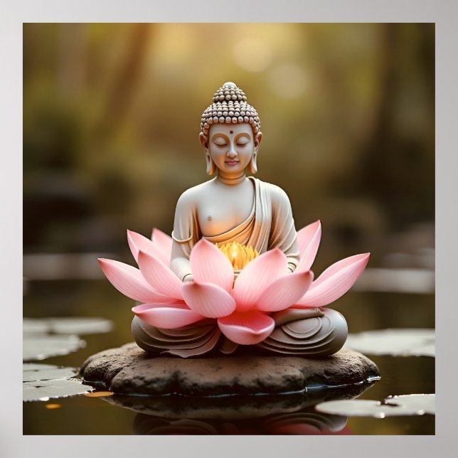 Buddha Lotus Flower Buddhism Zen Spirituality  Poster (Front)