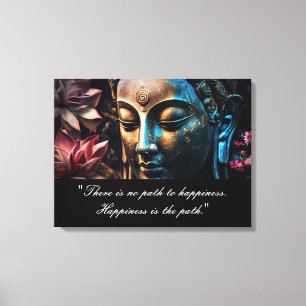 Buddha Lotus Flower Inspirational Quote Canvas Wal Print