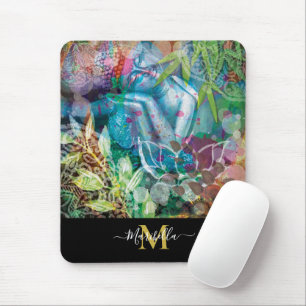 Buddha Lotus Mandala Personalize Monogram Boho Mouse Pad
