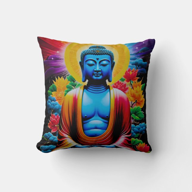 Buddha Luminous Awakening Throw Pillow (Front)