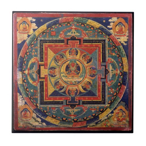 Buddha Mandala Antique Tibetan Thanka Ceramic Tile