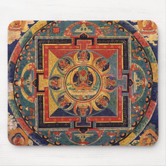 Buddha Mandala Antique Tibetan Thanka Mouse Pad (Front)