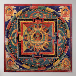Buddha Mandala Antique Tibetan Thanka Poster