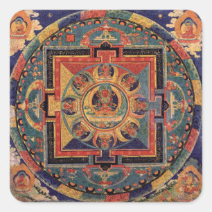 Buddha Mandala Antique Tibetan Thanka Square Sticker
