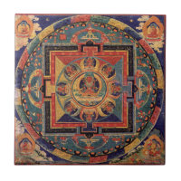 Buddha Mandala Antique Tibetan Thanka Tile