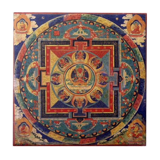 Buddha Mandala Antique Tibetan Thanka  Tile (Front)