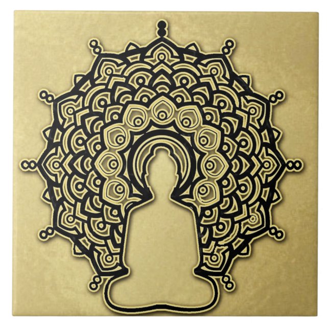 Buddha Mandala Ceramic Tile. Tile (Front)