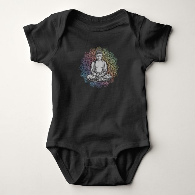 Buddha Mandala Yoga Spiritual Buddhism Baby Bodysuit (Front)