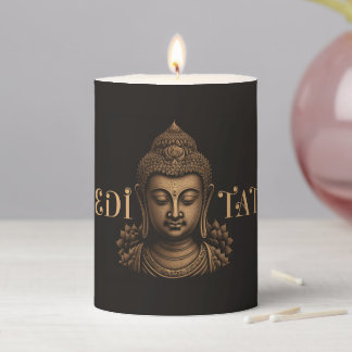 Buddha Meditates Pillar Candle