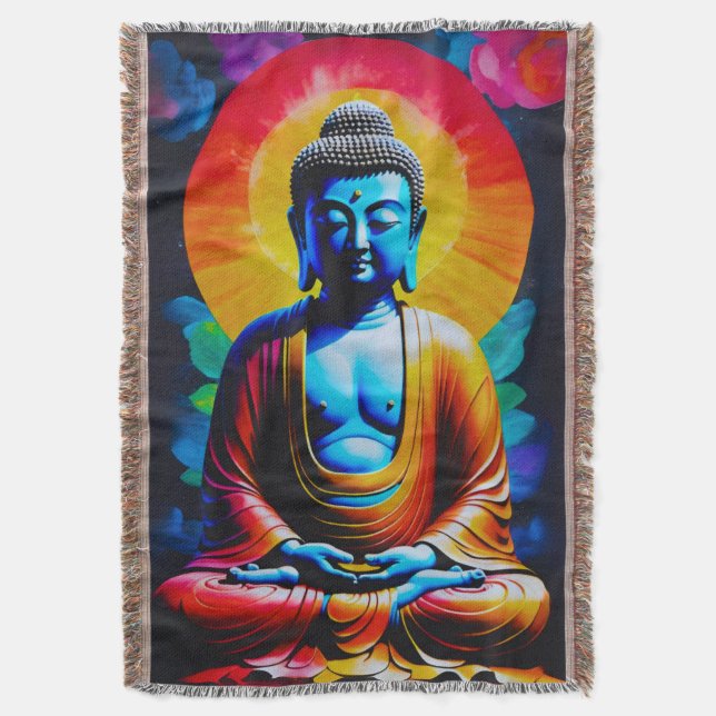 Buddha Meditates  Throw Blanket (Front Vertical)