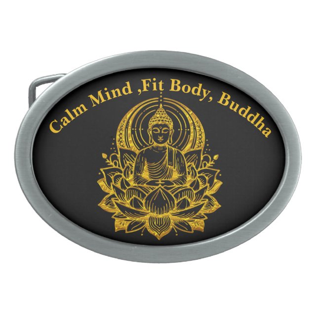 Buddha Meditating in Lotus  Belt Buckle (Front)