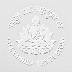 Buddha Meditating Lotus Pose Library Book Name #1B Embosser