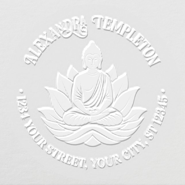 Buddha Meditating Lotus Pose Name Return Address Embosser (Design)