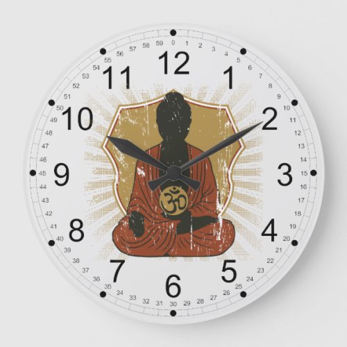 Buddha Meditating Om Symbol Large Clock