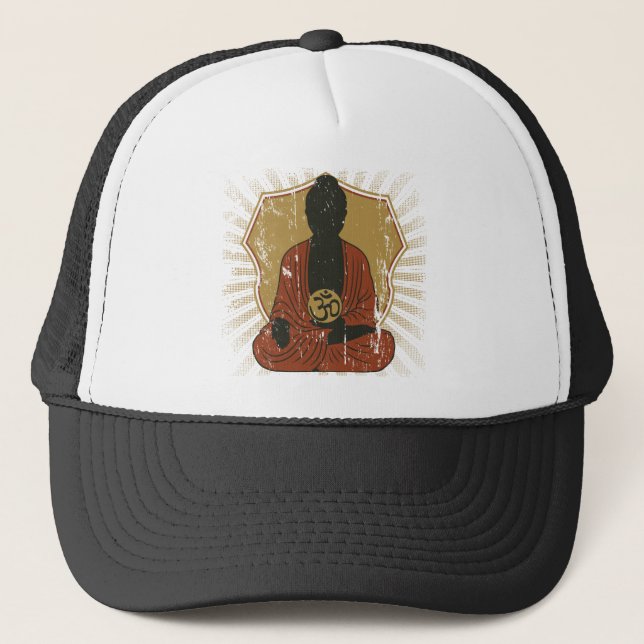 Buddha Meditating Om Symbol Trucker Hat (Front)