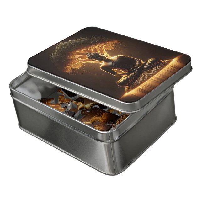 Buddha meditating under glowing tree jigsaw puzzle (Lid Open)