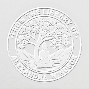 Buddha Meditating Under Tree Library Book Name Embosser