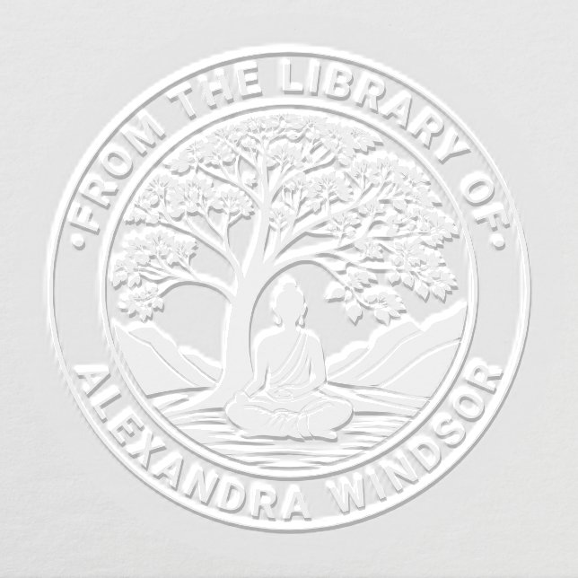 Buddha Meditating Under Tree Library Book Name Embosser (Design)