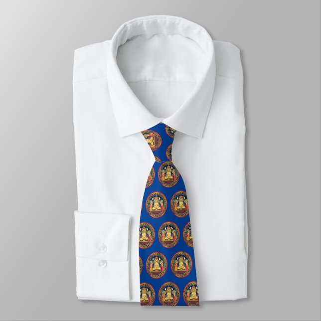 Buddha Meditating with Yoga Neck Tie (Tied)