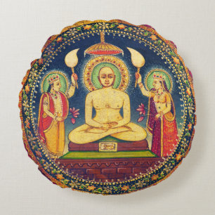 Buddha Meditating with Yoga Round Pillow