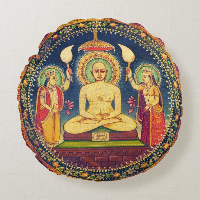 Buddha Meditating with Yoga Round Pillow (Front)