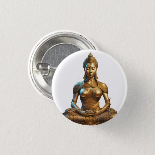Buddha Meditation Gift Zen Gold Religion Button