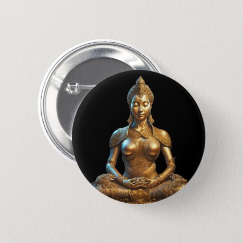 Buddha Meditation Gift Zen Gold Religion Button